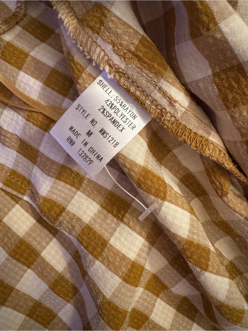 NWOT Miou Muse Mustard and Cream GINGHAM Skirt Tie Front Midi Medium - Picture 6 of 6